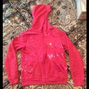 OLD NAVY girls Zip up Pink Sequin hoodie